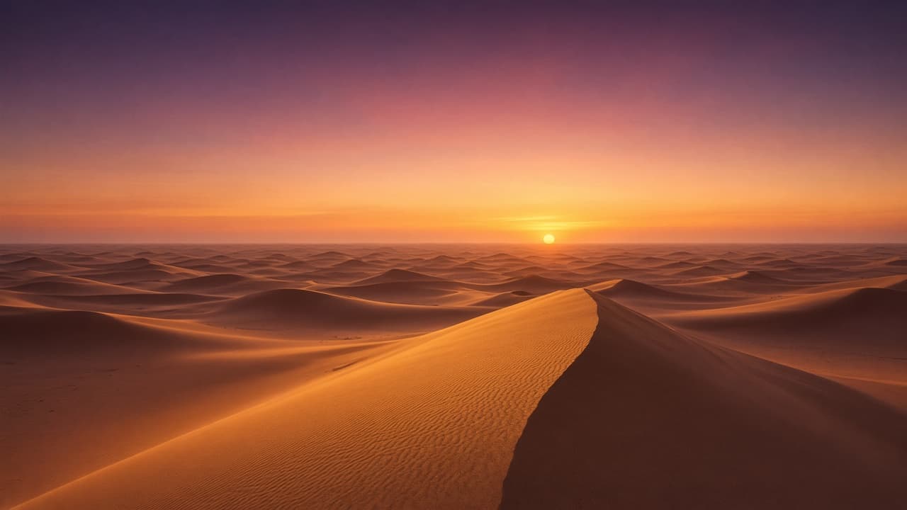 Desert dunes at sunset